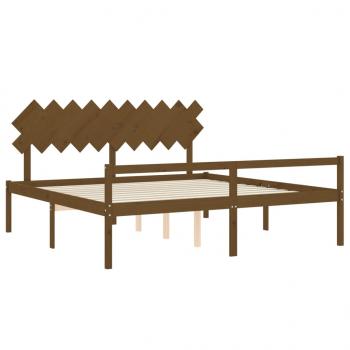 Seniorenbett mit Kopfteil 200x200 cm Honigbraun Massivholz