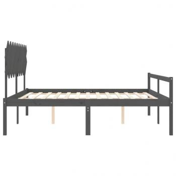 Seniorenbett mit Kopfteil 200x200 cm Grau Massivholz