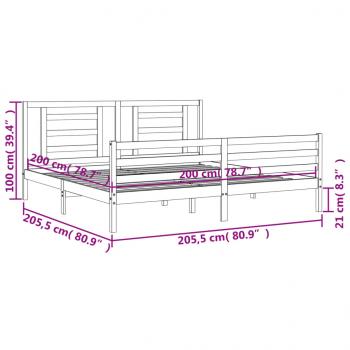 Massivholzbett mit Kopfteil 200x200 cm