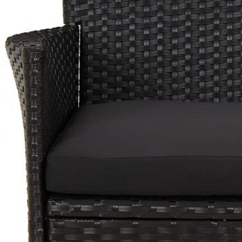 9-tlg. Garten-Essgruppe mit Kissen Schwarz Poly Rattan