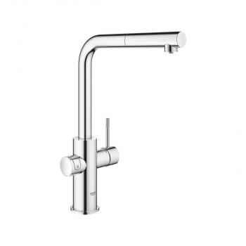 GROHE Blue Home Starter Kit, L-Auslauf, herausziehbarer Mousseurauslauf, bis 150° schwenkbar, chrom (31539000)