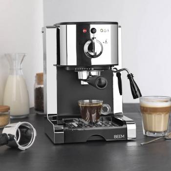 BEEM Perfect Espresso Siebträgermaschine, mit Kapseleinsatz, 20bar, 1,25L, silber/schwarz (03260)