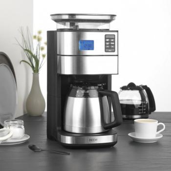 BEEM Fresh-Aroma-Perfect II Duo Filter-Kaffeemaschine mit Mahlwerk, 1000W, 125ml, mit Glas- und Isolierkanne, schwarz/Edelstahl (05192)