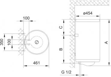 Gorenje TGR 80 N/D Warmwasserspeicher, druckfest, 76 L, 2 kW, Wandmontage, Frostschutz, weiß