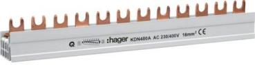 ARDEBO.de Hager KDN480A Phasenschiene, 4-polig, 12M, mit Gabelanschluss, 16mm², 80A, 12 Module