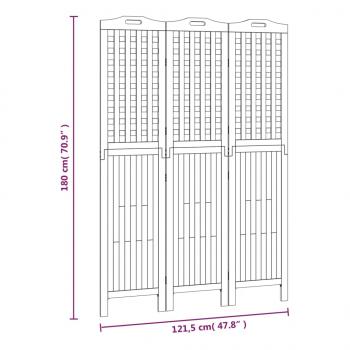 3-tlg. Paravent 121,5x2x180 cm Massivholz Akazie