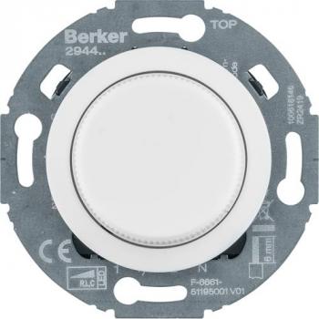 ARDEBO.de Berker 294410 Universal-Drehdimmer mit Zentralstück (R, L, C, LED), Serie 1930/Glas, polarweiß glänzend