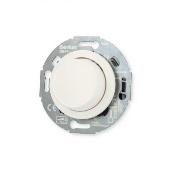 Berker 294410 Universal-Drehdimmer mit Zentralstück (R, L, C, LED), Serie 1930/Glas, polarweiß glänzend