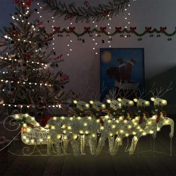 ARDEBO.de - Rentier mit Schlitten Weihnachtsdekoration 140 LEDs Golden