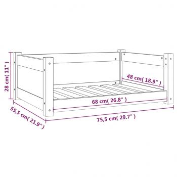 Hundebett Honigbraun 75,5x55,5x28 cm Massivholz Kiefer