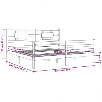 Massivholzbett mit Kopfteil Grau 200x200 cm