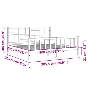 Massivholzbett mit Kopfteil Weiß 200x200 cm