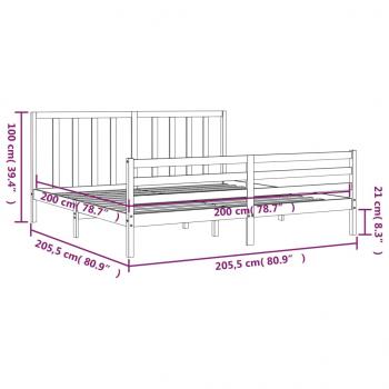 Massivholzbett mit Kopfteil 200x200 cm