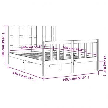 Massivholzbett mit Kopfteil 140x190 cm