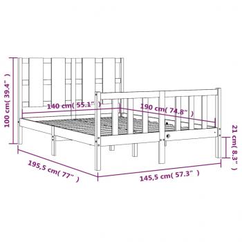 Massivholzbett mit Kopfteil Weiß 140x190 cm