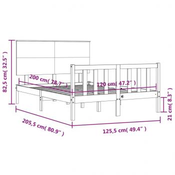 Massivholzbett mit Kopfteil Schwarz 120x200 cm