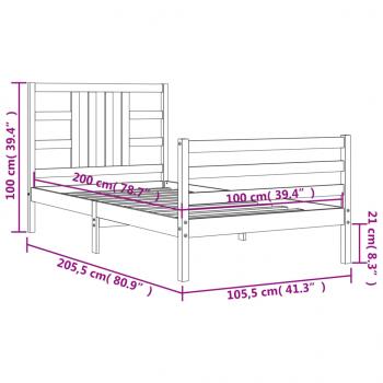 Massivholzbett mit Kopfteil 100x200 cm