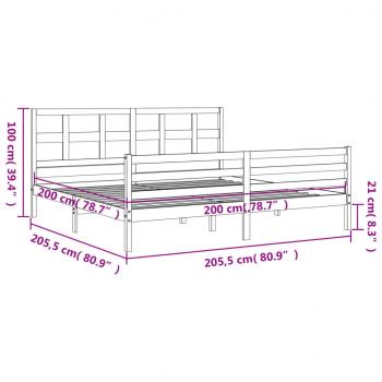 Massivholzbett mit Kopfteil Grau 200x200 cm