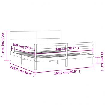 Massivholzbett mit Kopfteil Weiß 200x200 cm