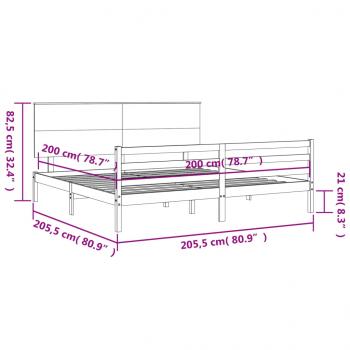 Massivholzbett mit Kopfteil Schwarz 200x200 cm