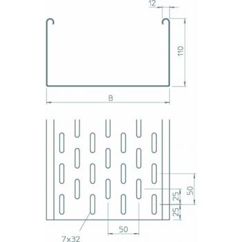 Obo Bettermann MKS 110 FS Kabelrinne MKS gelocht, mit Verbinder 110x100x3000, St, FS (Menge: 3 m je Bestelleinheit)