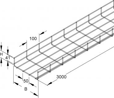 ARDEBO.de - GR 60.060/2 E3 Mini-Gitterrinne, U-förmig, 60x60x2000 mm, Draht-Ø 3,5 mm, Edelst