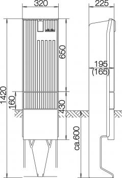 ARDEBO.de - SL142P Anschlusssäule mit Montageplatte, 1 Zylinder eingebaut