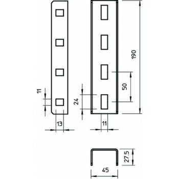 Obo Bettermann VUS 3 FT U-Stiel-Verbinder inklusive Flachrundschrauben 190x45, St, FT