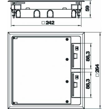 Obo Bettermann GES9 55U V 7011 Geräteeinsatz für Kanalmontage 263x263x59, PA, eisengrau, RAL 70