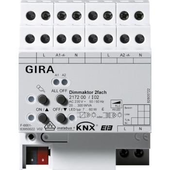 Gira 217200 Dimmaktor 2f 2 x 300 W/VA KNX REG