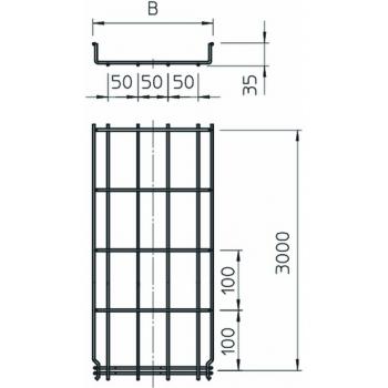 Obo Bettermann GRM 35 50 A2 Gitterrinne GRM 35x50x3000, A2, 1.4301, 2B (Menge: 3 m je Bestelleinheit)