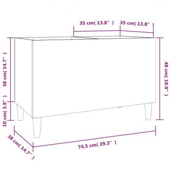 Plattenschrank Hochglanz-Weiß 74,5x38x48 cm Holzwerkstoff