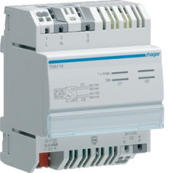 Hager TXA114 Spg. Versorg 1Ausg,1Dr.320mA+24VDC 640mA