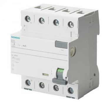 Siemens 5SV3342-6KL FI-Schutzschalter, 4-polig, Typ A, In: 25 A, 30 mA, Un AC: 400 V, N-