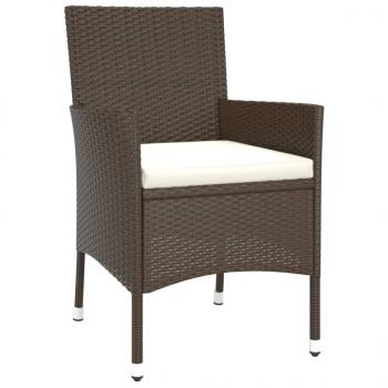 5-tlg. Garten-Bistro-Set mit Kissen Braun Poly Rattan