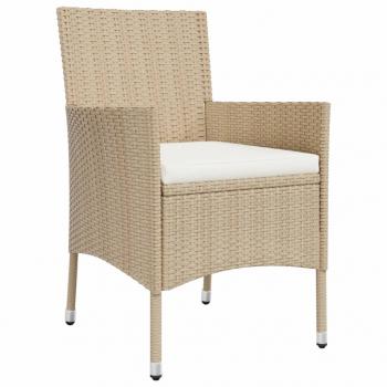 5-tlg. Garten-Bistro-Set mit Kissen Beige Poly Rattan