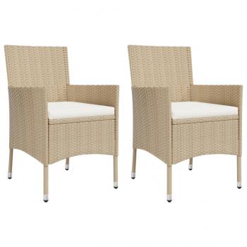 3-tlg. Garten-Bistro-Set mit Kissen Beige Poly Rattan