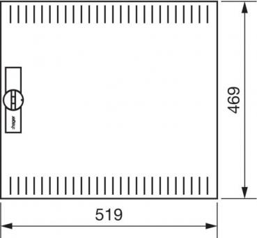 ARDEBO.de Hager FZ002NV1 Tuer, univers, rechts, geschlitzt, RAL 9010, fuer Schrank, IP3X, H:500xB:550mm