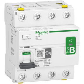 Schneider Electric A9Z64440 Fehlerstrom-Schutzschalter Allstromsensitiv iID, 4P, 40A, Typ B-SI, 300