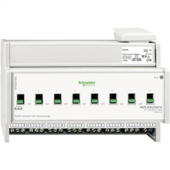 Schneider Electric MTN647893 Schaltaktor REG-K/8x230/16 mit Handbetätigung, lichtgrau