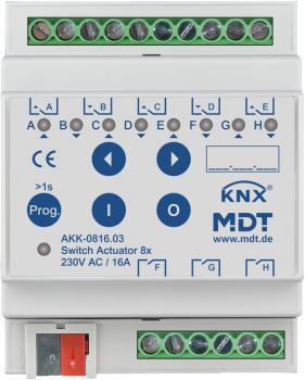 ARDEBO.de - AKK-0816.03 Schaltaktor 8-fach, 4TE, REG, 16 A, 230 V AC, Kompakt, 70 µF, 10 EVG