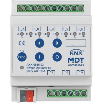 MDT technologies AKK-0816.03 Schaltaktor 8-fach, 4TE, REG, 16 A, 230 V AC, Kompakt, 70 µF, 10 EVG