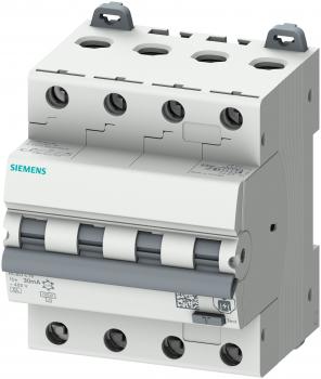 Siemens 5SU1346-6FP16 FI/LS-Schalter, 6 kA, 4P Typ A, 30 mA, B-Char, In: 16A Un: 400V