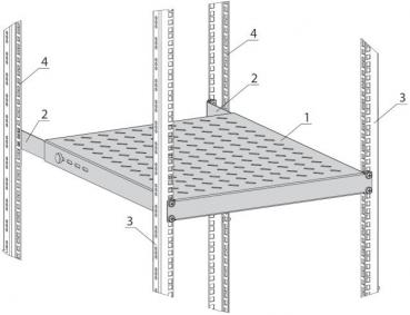 Newlec NNCZHB1HEF.01 19" 1HE Fachboden fest, ET 550..650 mm, 120 kg, ST 800, RAL7035