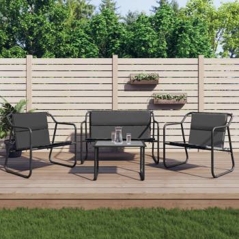 ARDEBO.de - 4-tlg. Garten-Lounge-Set mit Kissen Anthrazit Stahl