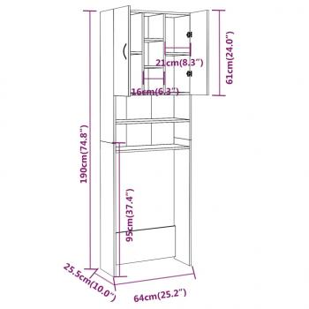 Waschmaschinenschrank Räuchereiche 64x25,5x190 cm