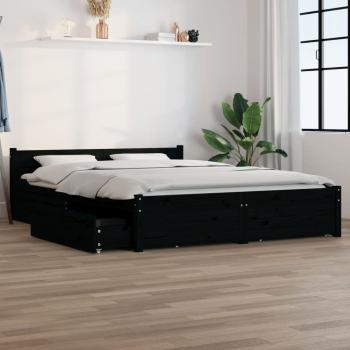 ARDEBO.de - Bett mit Schubladen Schwarz 135x190 cm