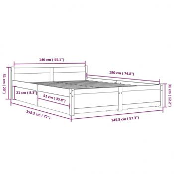 Bett mit Schubladen Schwarz 140x190 cm