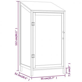 Geräteschuppen Weiß 55x52x112 cm Massivholz Tanne