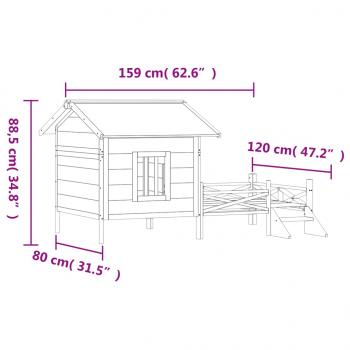 Hundehütte Mokka 159x120x88,5 cm Massivholz Kiefer